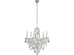 LED Kronleuchter 5-flammig Silber Chrom mit Acryl Kristall Ø 52cm