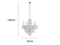 LED Kronleuchter 5-flammig Silber Chrom mit Acryl Kristall Ø 52cm