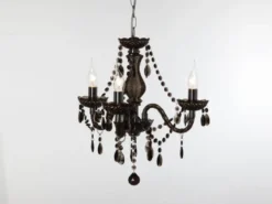 LED Kronleuchter 3-flammig Silber Chrom mit Acryl Kristall Schwarz Ø 46cm