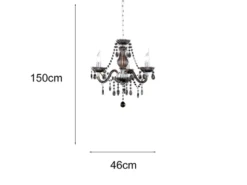 LED Kronleuchter 3-flammig Silber Chrom mit Acryl Kristall Schwarz Ø 46cm