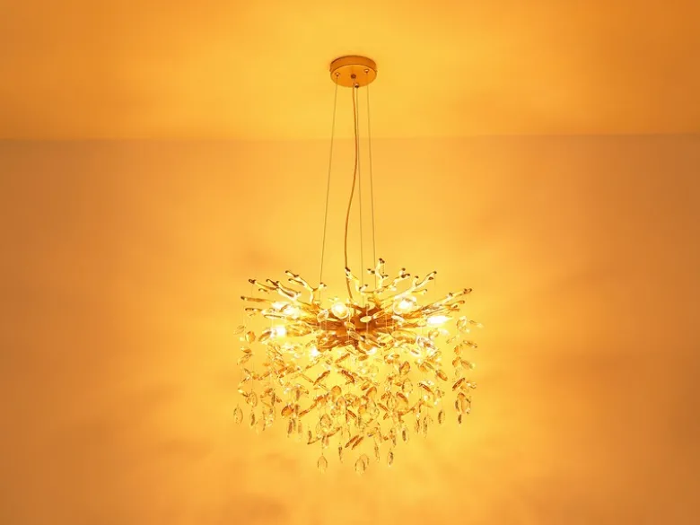 LED Kronleuchter Gold 10-flammig mit Glas Kristall 2-farbig Ø 80cm