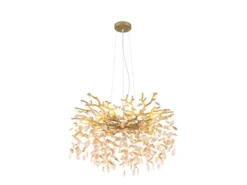 LED Kronleuchter Gold 10-flammig mit Glas Kristall 2-farbig Ø 80cm