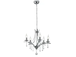 LED Kronleuchter Lüster Silber mit Kristallbehang, 5-flammig Ø 52cm
