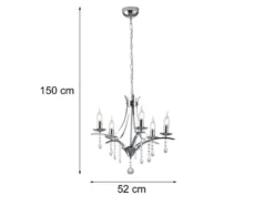 LED Kronleuchter Lüster Silber mit Kristallbehang, 5-flammig Ø 52cm