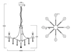 LED Kronleuchter Lüster Silber mit Kristallbehang, 8-flammig Ø 68cm