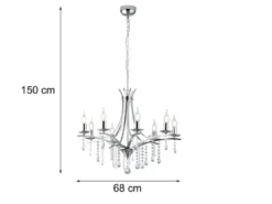 LED Kronleuchter Lüster Silber mit Kristallbehang, 8-flammig Ø 68cm