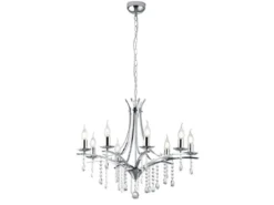 LED Kronleuchter Lüster Silber mit Kristallbehang, 8-flammig Ø 68cm