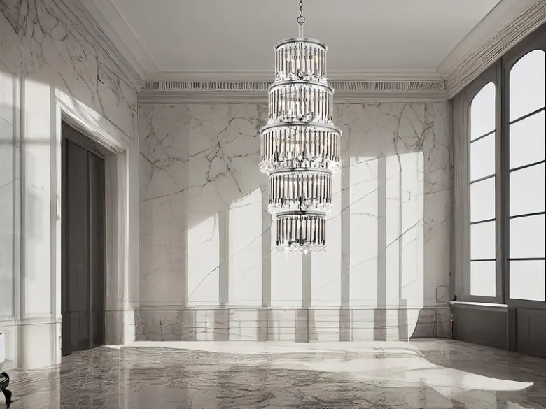 LED Kronleuchter mehrflammig mit filigranem Kristall Glas, Chrom, bis 3,75m lang