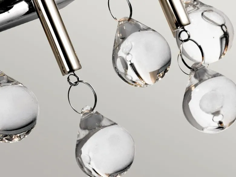 LED Kronleuchter mehrflammig mit filigranem Kristall Glas, Chrom, bis 3,75m lang