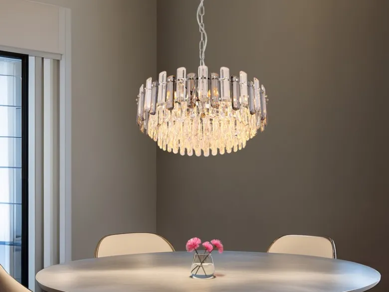 LED Kronleuchter mit Acryl Kristallen und Rauchglas Stäben, Ø 59cm