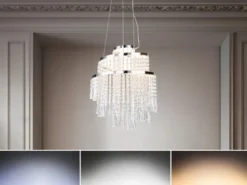 LED Kronleuchter mit Acryl Kristallbehang und Fernbedienung Ø 38cm