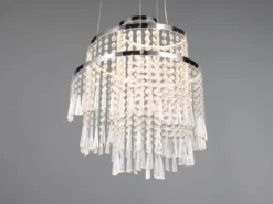 LED Kronleuchter POMP mit Acryl Kristallbehang und Fernbedienung Ø 38cm