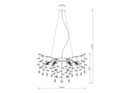 LED Kronleuchter Silber 10-flammig mit Glas Kristall 2-farbig Ø 80cm