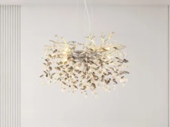 LED Kronleuchter Silber 10-flammig mit Glas Kristall 2-farbig Ø 80cm