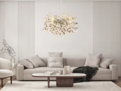 LED Kronleuchter Silber 10-flammig mit Glas Kristall 2-farbig Ø 80cm