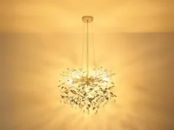 LED Kronleuchter Silber 10-flammig mit Glas Kristall 2-farbig Ø 80cm
