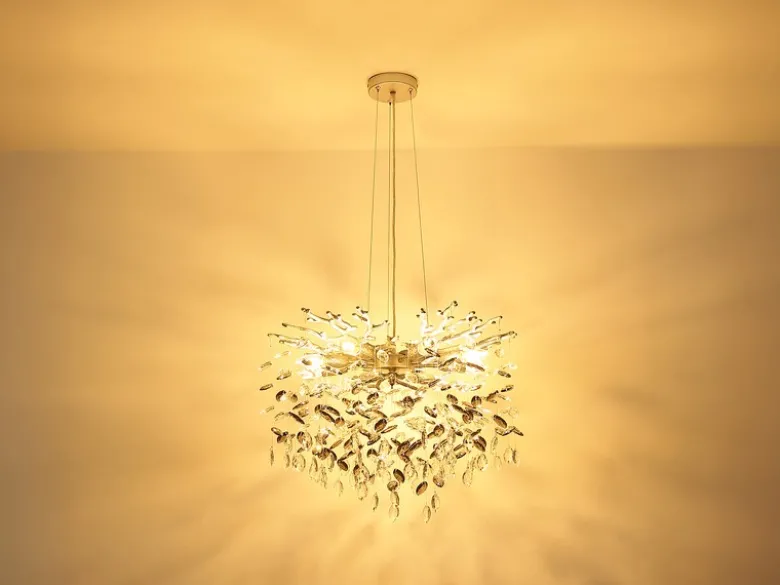 LED Kronleuchter Silber 10-flammig mit Glas Kristall 2-farbig Ø 80cm