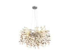 LED Kronleuchter Silber 10-flammig mit Glas Kristall 2-farbig Ø 80cm