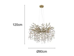LED Kronleuchter Silber 10-flammig mit Glas Kristall 2-farbig Ø 80cm