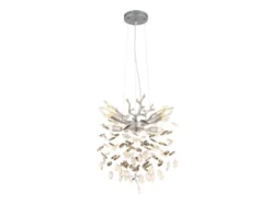 LED Kronleuchter Silber 4-flammig mit Glas Kristall 2-farbig Ø 40cm