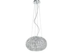 LED Kugel Hängelampe dimmbar, Chrom mit Glas Kristallen, Ø 45cm