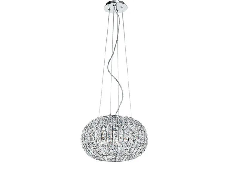 LED Kugel Hängelampe dimmbar, Chrom mit Glas Kristallen, Ø 45cm