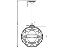 LED Kugel Pendelleuchte Grau Antik mit Drahtgeflecht, Ø 40cm