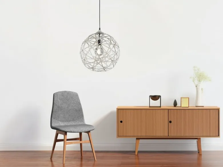 LED Kugel Pendelleuchte Grau Antik mit Drahtgeflecht, Ø 40cm