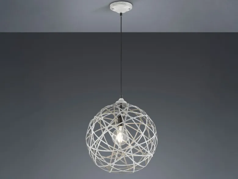 LED Kugel Pendelleuchte Grau Antik mit Drahtgeflecht, Ø 40cm