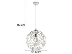 LED Kugel Pendelleuchte Grau Antik mit Drahtgeflecht, Ø 40cm