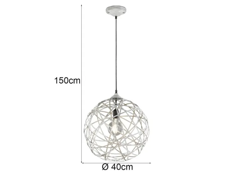 LED Kugel Pendelleuchte Grau Antik mit Drahtgeflecht, Ø 40cm