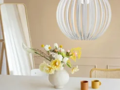 LED Kugel Pendelleuchte mit Acryllamellen transparent, Ø 40cm