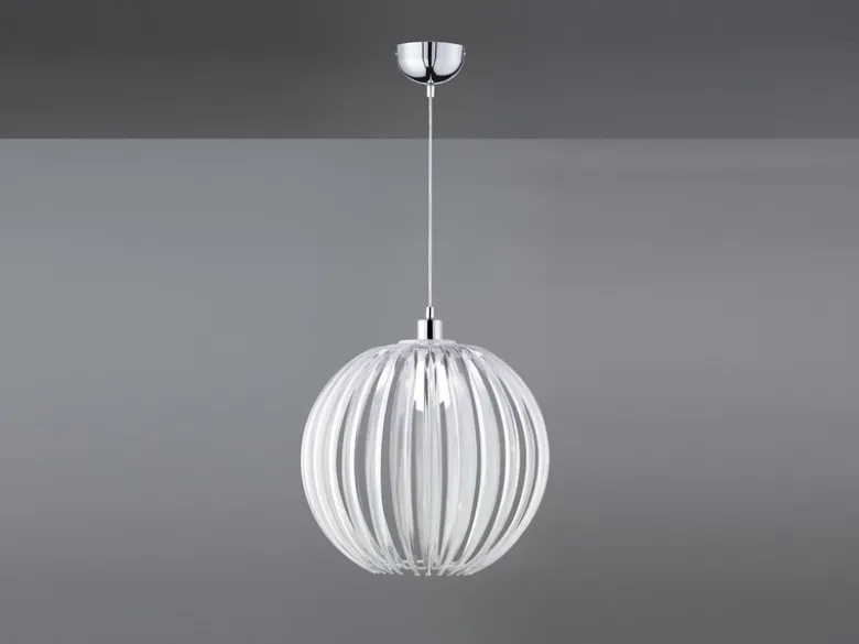 LED Kugel Pendelleuchte mit Acryllamellen transparent, Ø 40cm