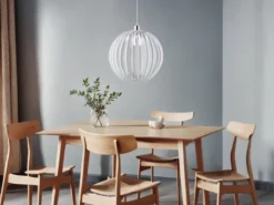 LED Kugel Pendelleuchte mit Acryllamellen transparent, Ø 40cm