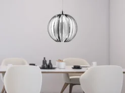 LED Kugel Pendelleuchte mit Acryllamellen Silber Chrom, Ø 40cm
