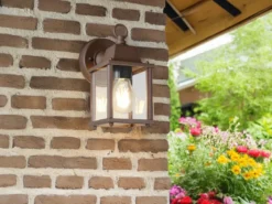 LED Landhausstil Außenwandleuchte, Wandlaterne Rostbraun, Höhe 22cm