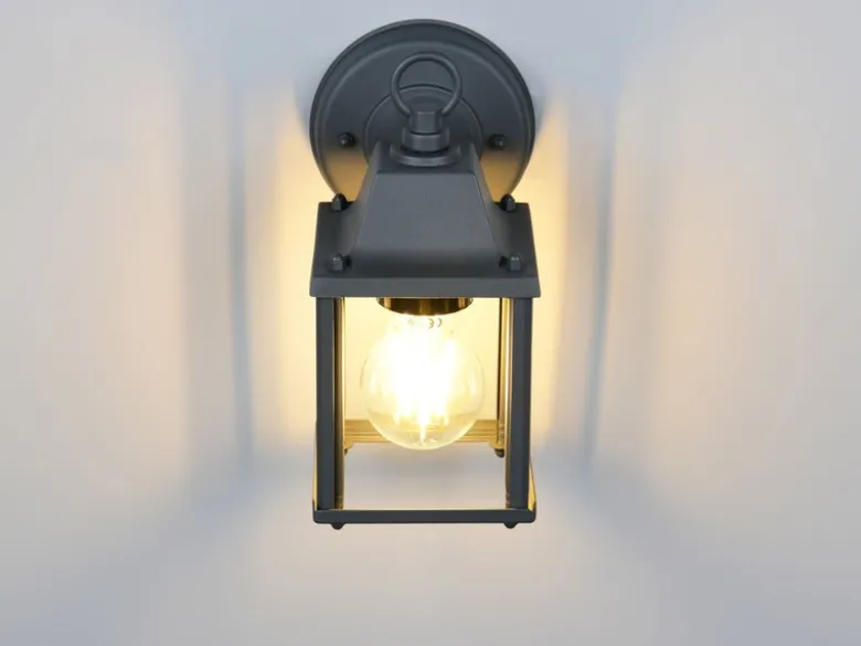 LED Landhausstil Außenwandleuchte, Wandlaterne Anthrazit, Höhe 22cm