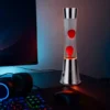 LED Lavalampe ETNA im 90er Jahre Design, Silber mit roter Lava, Höhe 39,5cm