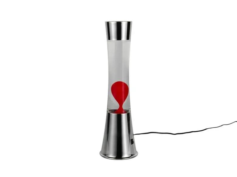 LED Lavalampe ETNA im 90er Jahre Design, Silber mit roter Lava, Höhe 39,5cm