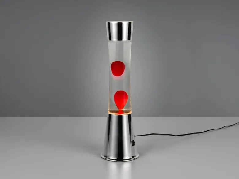 LED Lavalampe ETNA im 90er Jahre Design, Silber mit roter Lava, Höhe 39,5cm