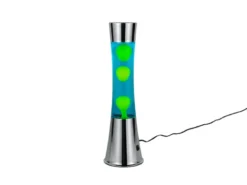 LED Lavalampe ETNA im 90er Jahre Design, Silber mit grüner Lava, Höhe 39,5cm