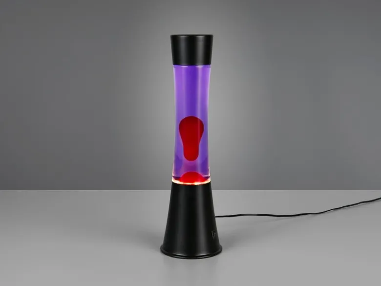 LED Lavalampe ETNA im 90er Jahre Design, Schwarz mit roter Lava, Höhe 39,5cm