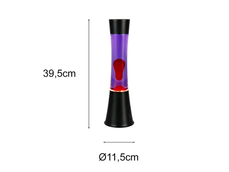 LED Lavalampe ETNA im 90er Jahre Design, Schwarz mit roter Lava, Höhe 39,5cm