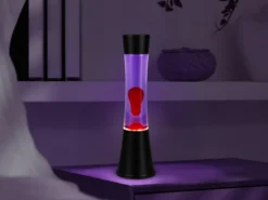 LED Lavalampe ETNA im 90er Jahre Design, Schwarz mit roter Lava, Höhe 39,5cm