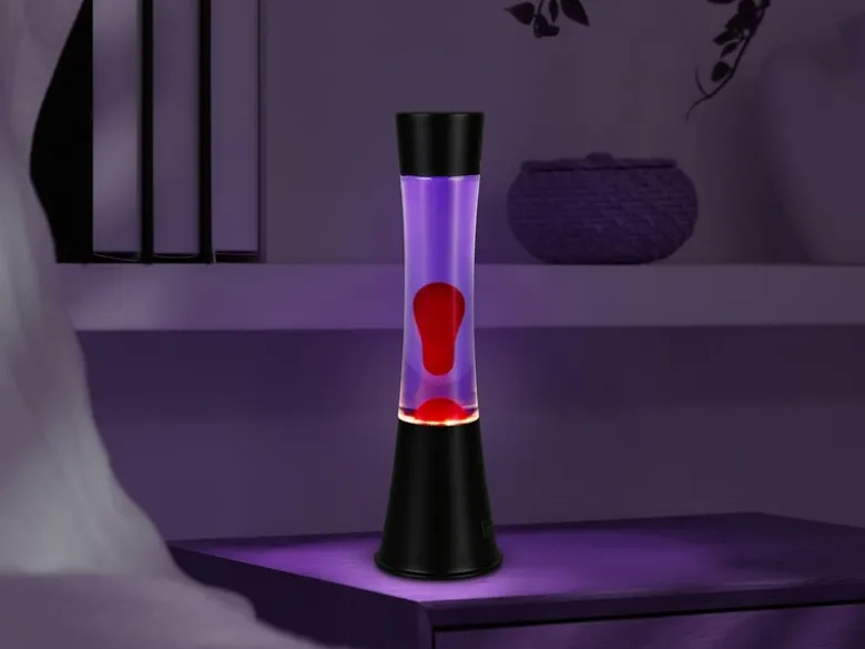 LED Lavalampe ETNA im 90er Jahre Design, Schwarz mit roter Lava, Höhe 39,5cm