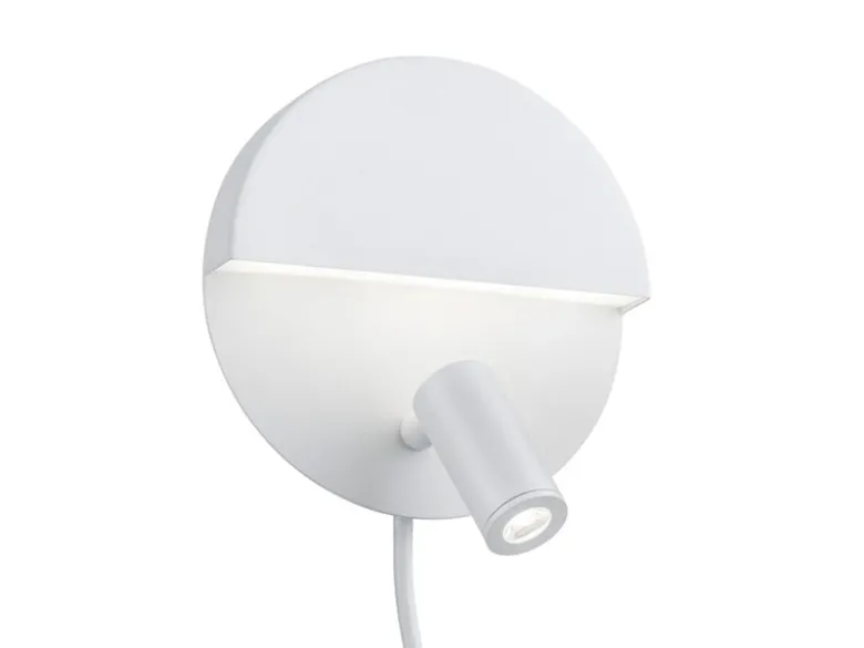 LED Leselampe MARIO Weiß mit Schalter & Stecker, Ø 16cm