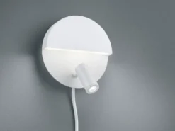 LED Leselampe MARIO Weiß mit Schalter & Stecker, Ø 16cm