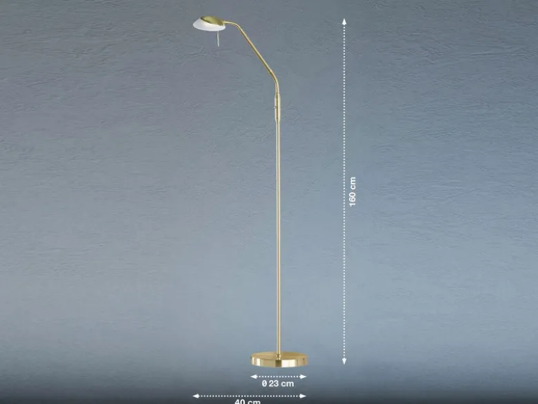 LED Leseleuchte POOL Messing dimmbar, Höhe 160cm