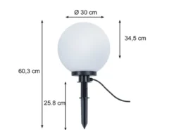 LED Leuchtkugel für den Garten mit Strom Weiß, 5m Kabel, Ø 30cm