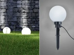 LED Leuchtkugel für den Garten mit Strom Weiß, 5m Kabel, Ø 20cm